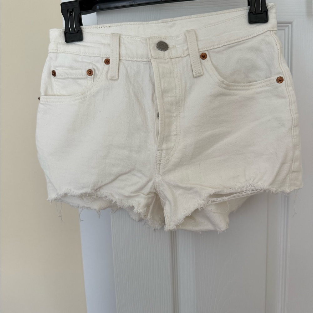 Levi's White Denim Cutoff Shorts
